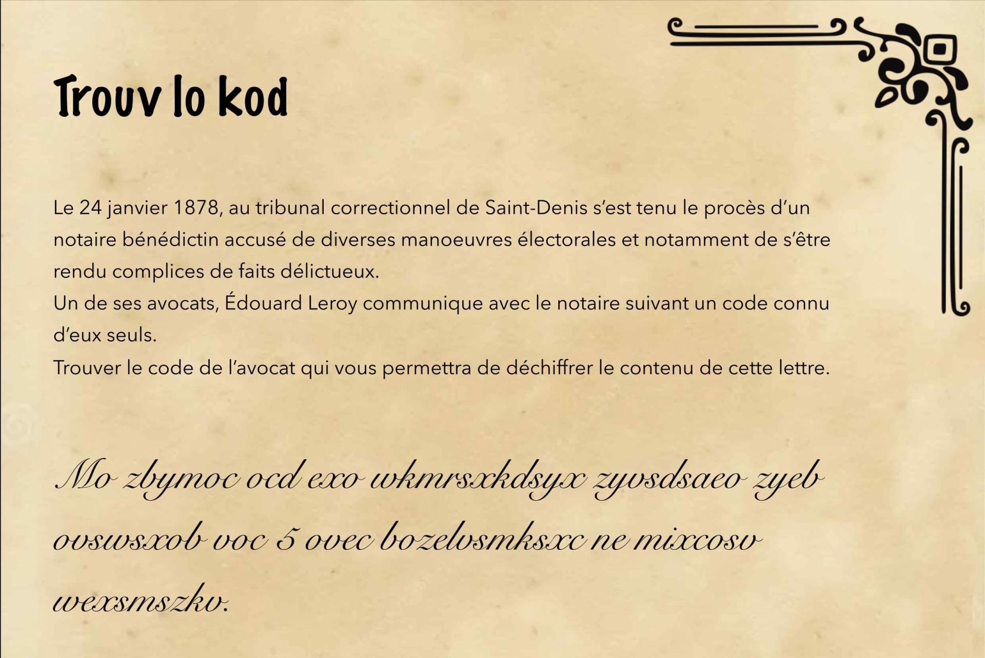 Trouv lo kod 1